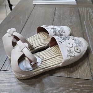 Coach Ankle Strap Astor Espadrille With Tea Rose Rivets, Women's Size 10